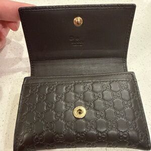 Gucci Black Embossed Leather Card Holder
